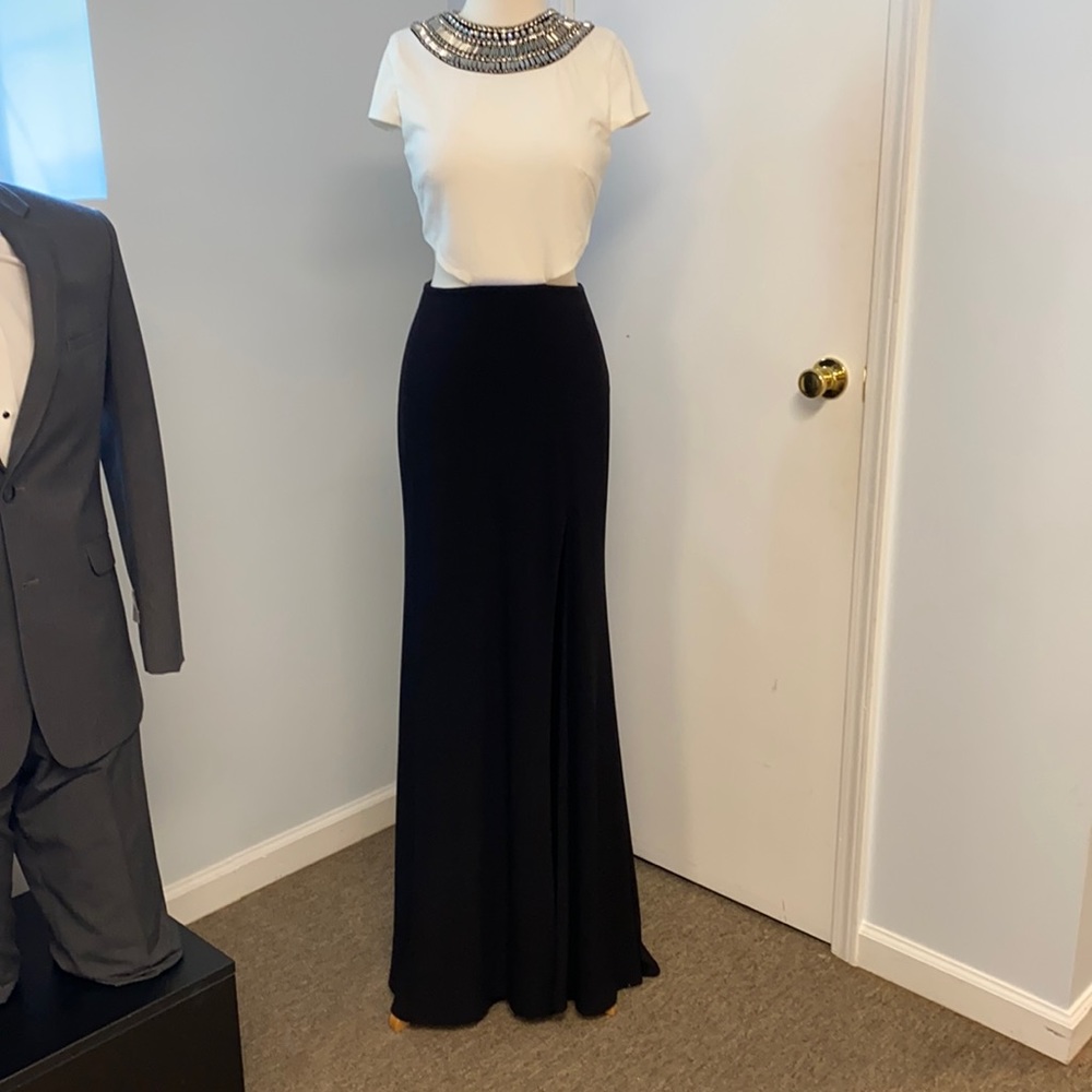 Black and White MacDuggal Prom Dress